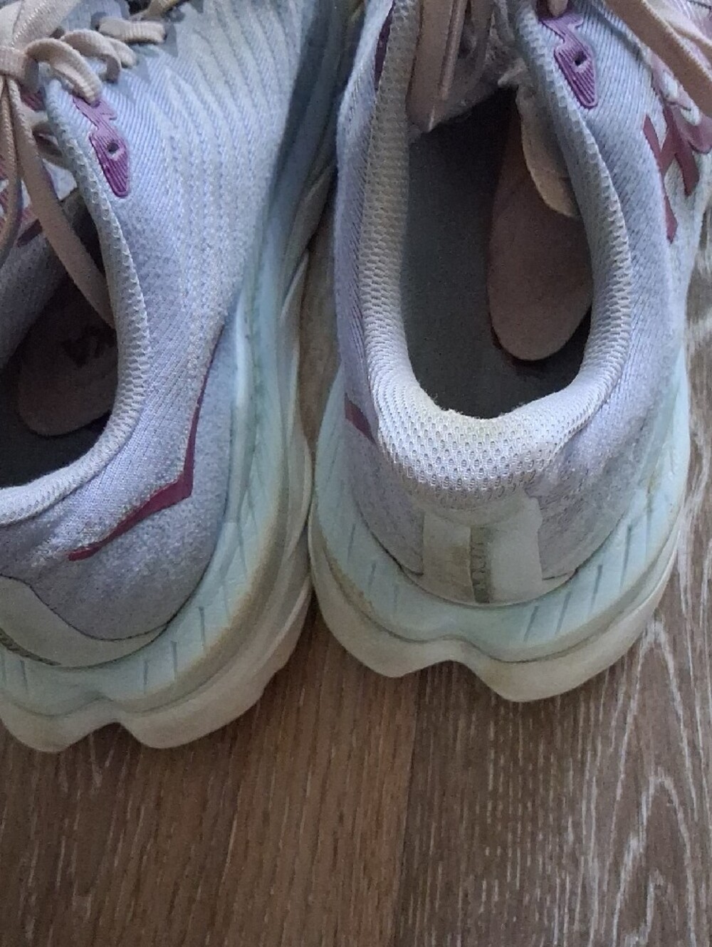 Hoka Women's Light Gray and Pink Athletic Running Shoes - Picture 6 of 8